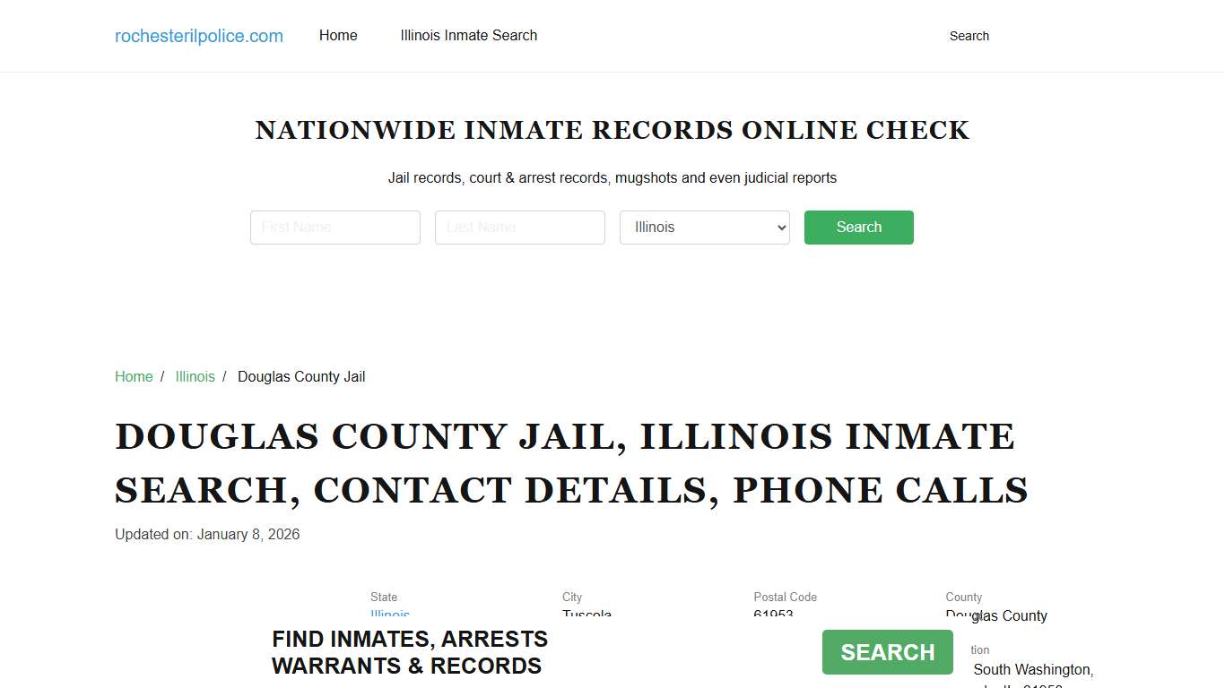 Douglas County Jail, Illinois Inmate Search, Contacts